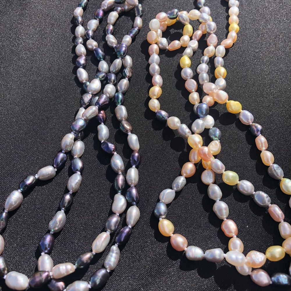 Two Honora freshwater baroque pearl multicolor necklaces in Sterling silver